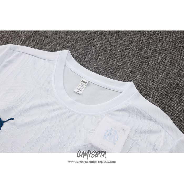 Chandal del Olympique Marsella 2024-2025 Manga Corta Blanco - Pantalon Corto